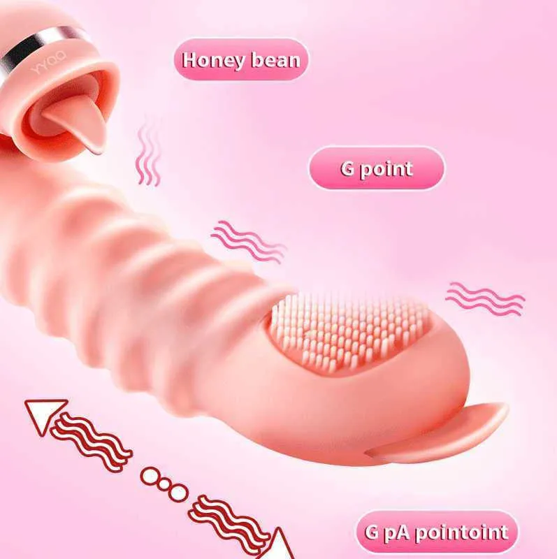 Vibrator Vibrador de lengua con forma punto onda para dorosły Masajador cltoris g vibracyna retrctil femenina masturbacyna 0803