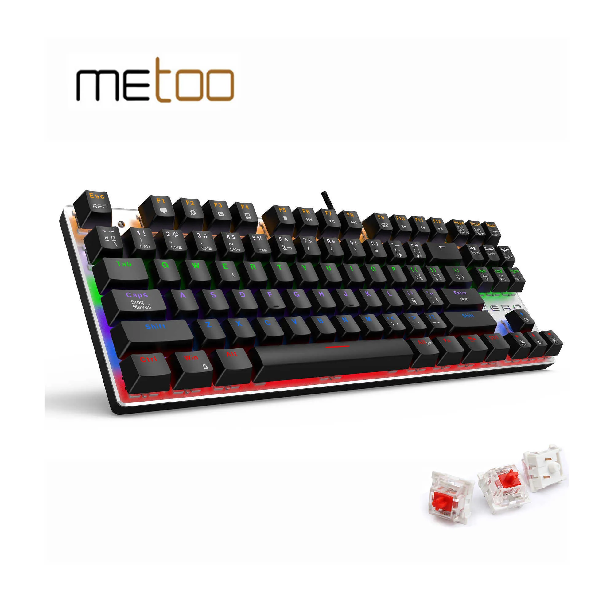 Claviers Metoo Gaming Clavier Mécanique 87/104 Touches Red Switch Gaming Clavier Russe pour Ordinateur Portable PC pour Joueurs Dédiés T230215