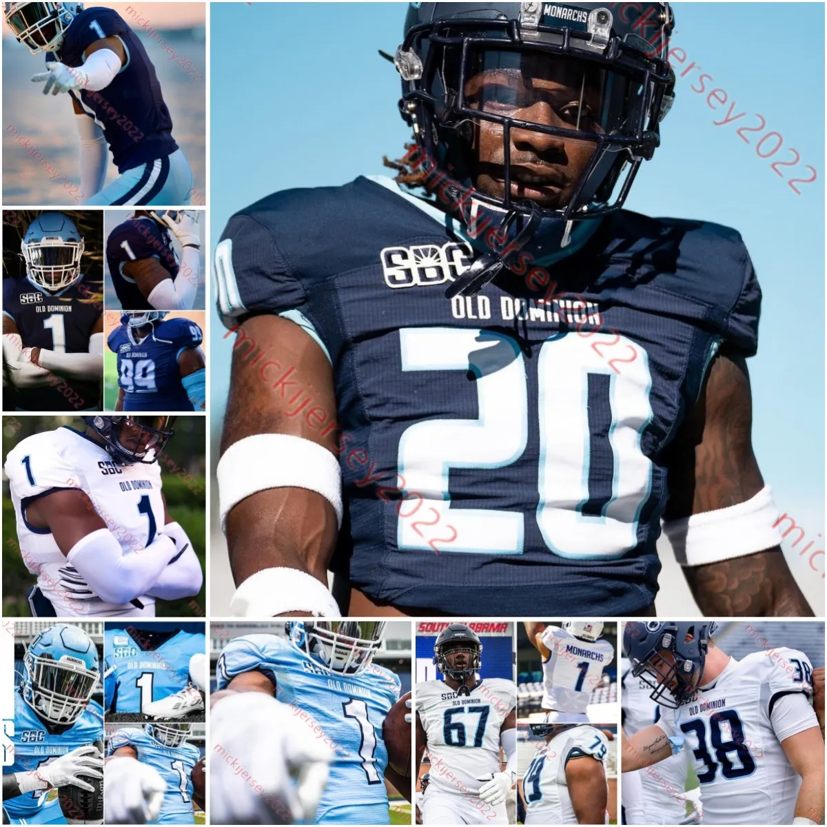 Maglia Old Dominion Monarchs cucita su misura Lawrence Garner Isaac Weaver Brendon Clark Hayden Wolff D.J. Maglia da calcio Old Dominion da uomo di Mack Jr. Dominique Anthony