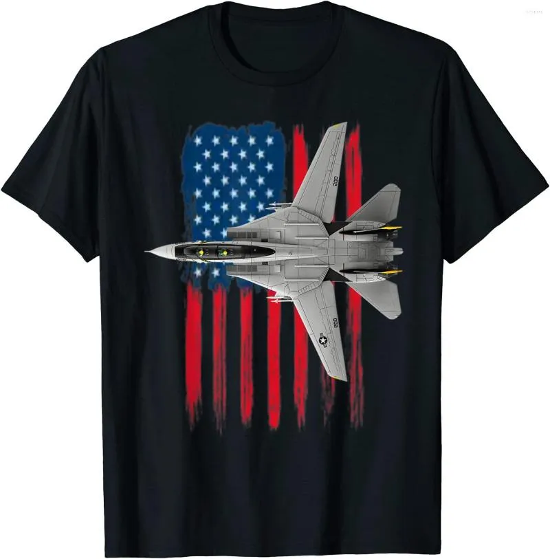 Męskie koszulki patriotyczne marynarki wojenne F-14 Tomcat i amerykańska flaga. Mężczyźni T-shirt z krótkim rękawem Casual Cotton O Neck Letna koszula