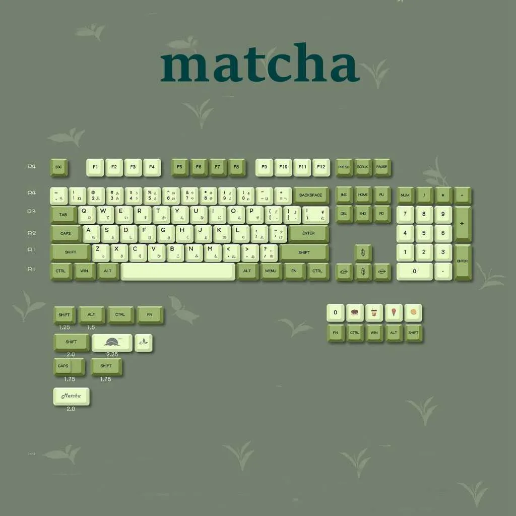 Teclados Matcha Light Green Cute Cute Xda Keycaps Custom Diy PBT MX Switch Teclado mecânico keycap anne pro 2 gk61 japonês tailandês T230215