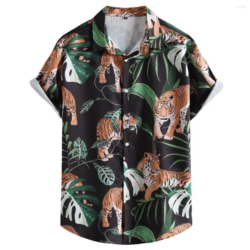 Camicie casual maschile novità stampa animale camicia hawaiane maschi 2023 marca a manica corta abbottini giù per le vacanze in spiaggia tops xxl