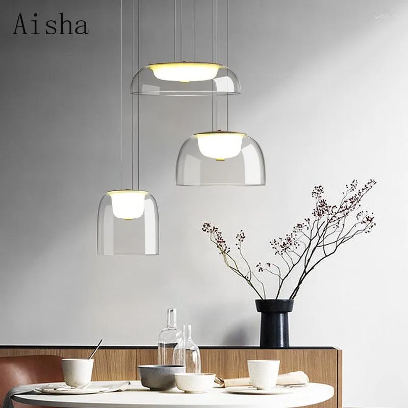 Lampy wiszące nordyckie restaurację szklane lampa nowoczesna minimalistyczna sypialnia salon jadalnia LED wisząca lekka dekoracja
