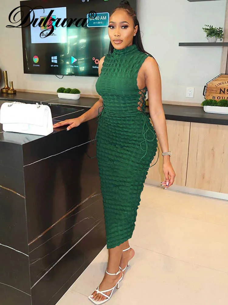 Sleeveless Bodycon Midi Dress with Lace Up Hollow Out Detail for Women  Summer Casual Dresses from Dhgate Basic & Casual Dresses - price 29.57