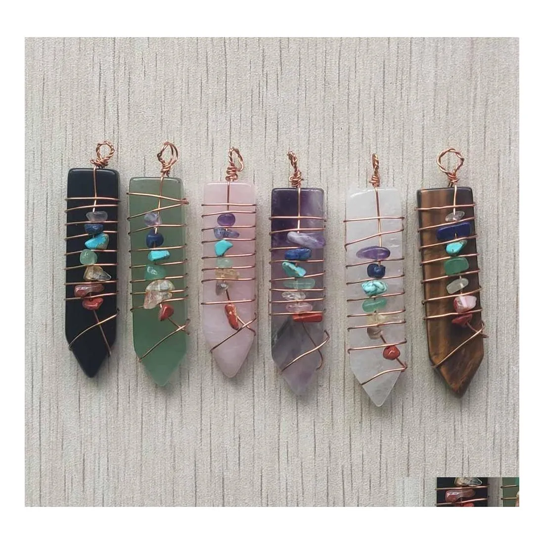 H￤nghalsband Arrowhead Chakra Reiki Healing pendums charms naturliga stenar amet kristallmeditation hexagonal pendum f￶r m￤n wome dhxr1