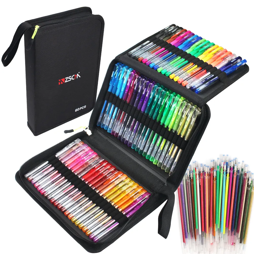 Glitter Gel Pens 48 Colors - Colored Pens for Adult Coloring - Book Pens  for Wom
