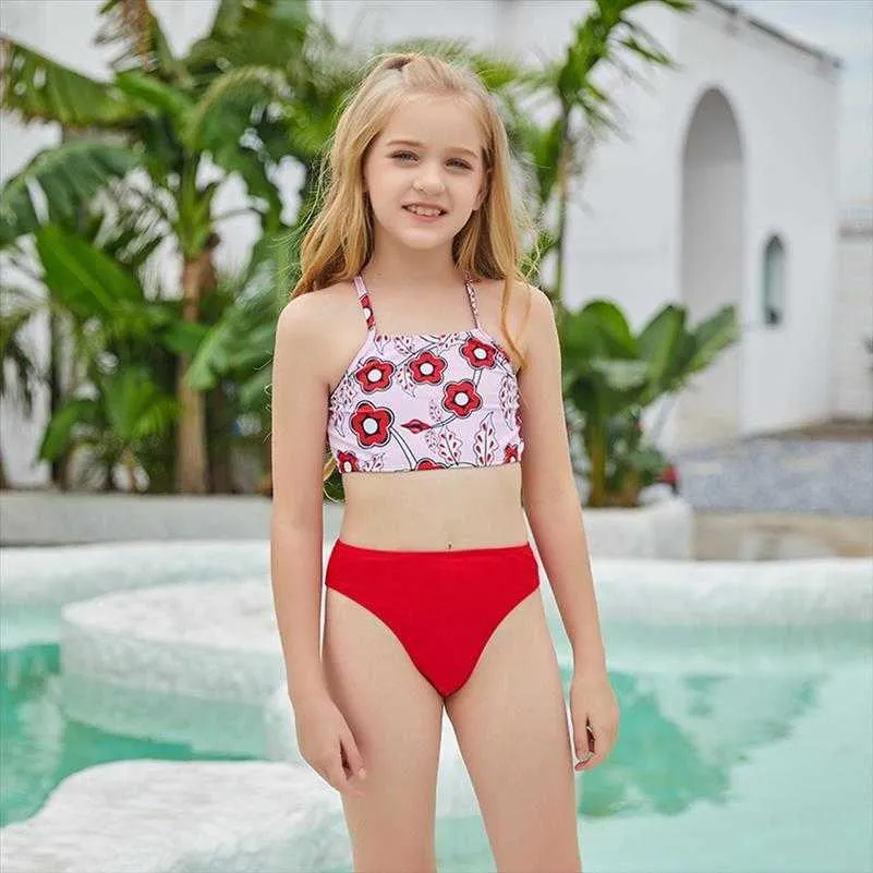 Childrens Split Two Pieces Printed Older Kids Swimwear Strap Swimsuit From  Alimama07, $23.45