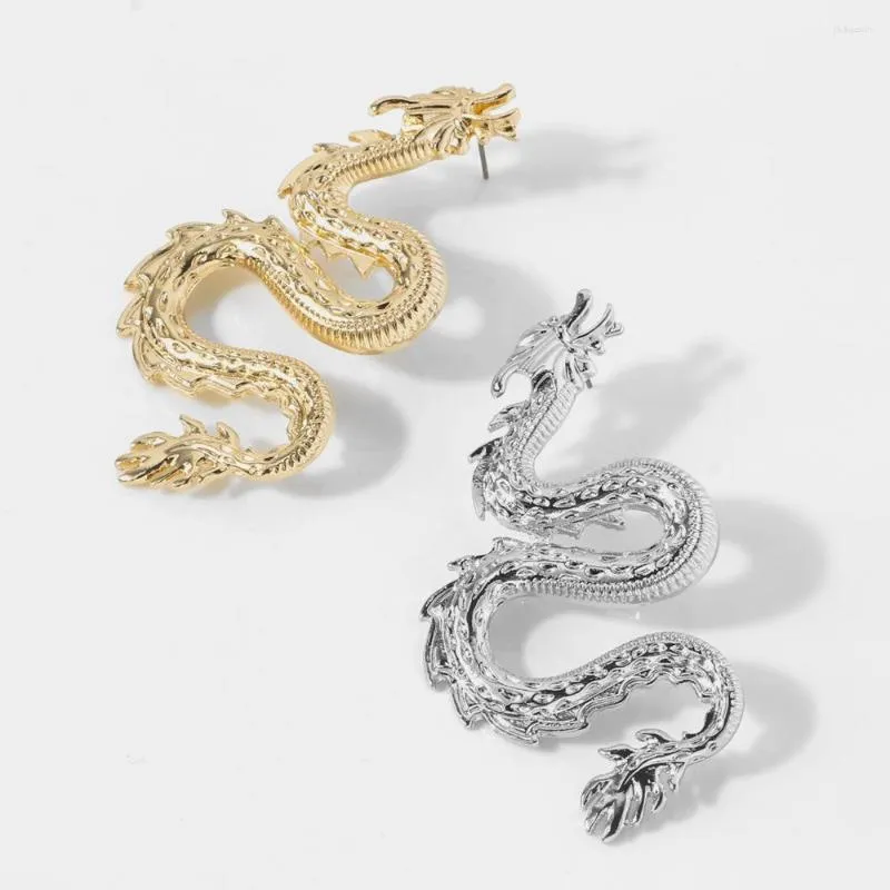 Brincos de bronzeamento Dragão chinês Vintage Dragon Stud for Women Punk Personalidade Punk Animal Totem Declaração Jóia Presente