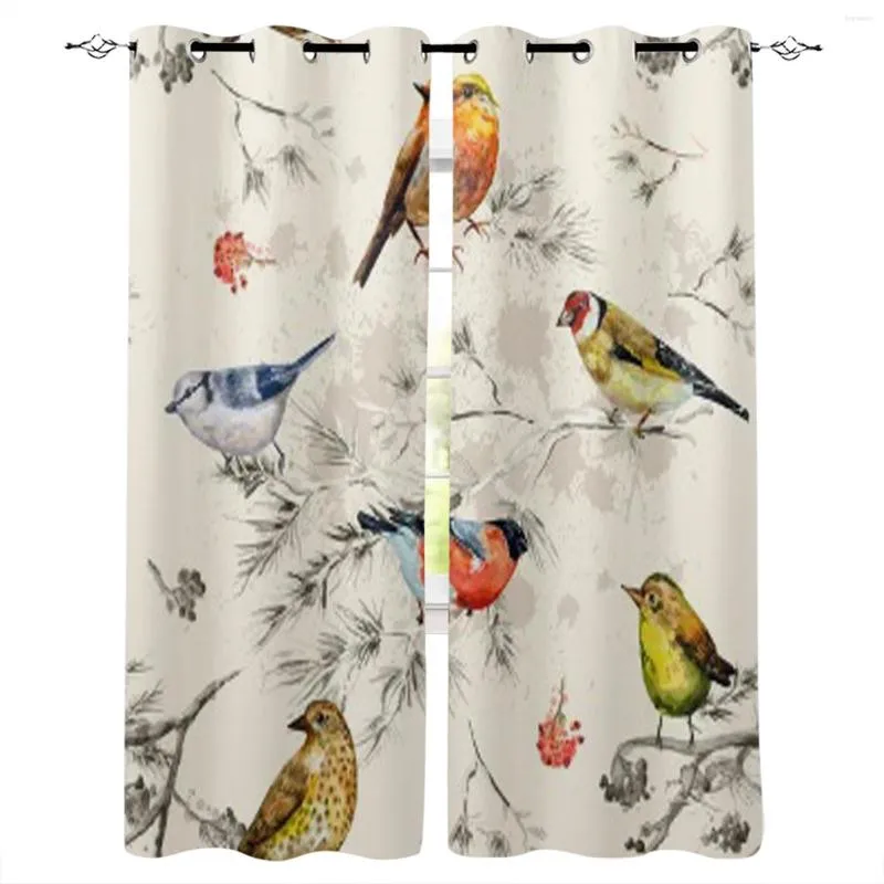 Curtain Vintage Seamless Texture Of Little Birds Window For Kids Room Children Curtains Child Bedroom Living Decoration