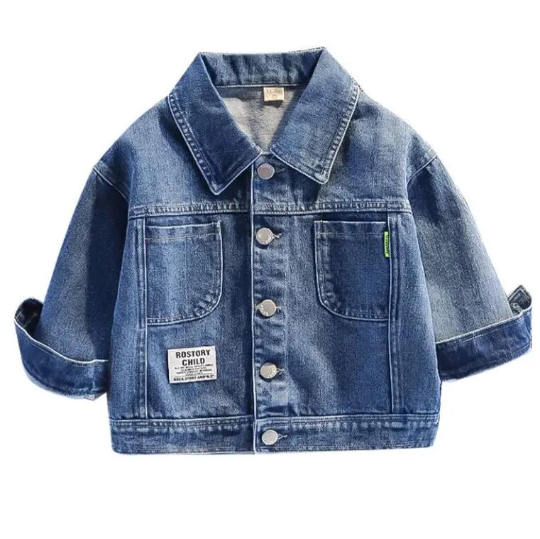 Kinder-Designer-Jeansjacke, blau, für Jungen, Mädchen, Frühling, weiche Jeansjacken, Kindermantel