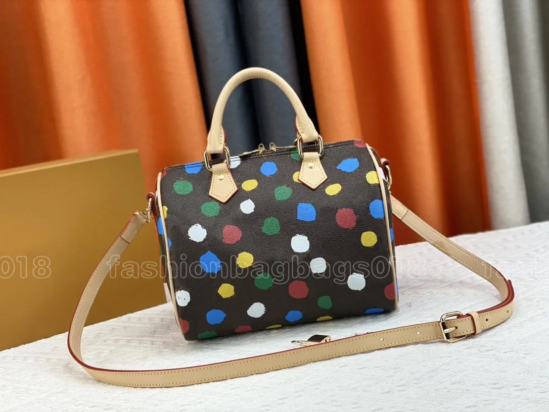 25 SPEEDY Practical City Totes Bag Designer Leather Crossbody Bags Painted Colorful Infinity Dots BANDOULIERE Totes Shoulder Bags for Women Girls