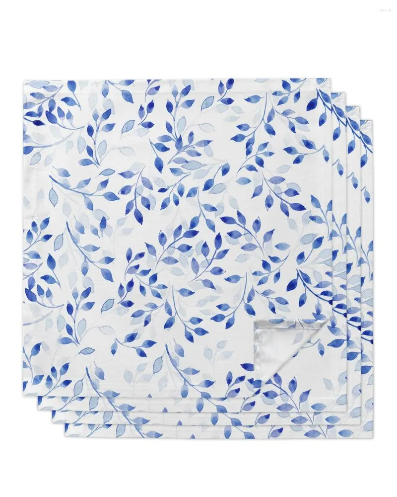 Juego de servilletas de mesa con textura de hoja abstracta azul, tela para banquete de boda, paños de cocina suaves, pañuelo para la cena