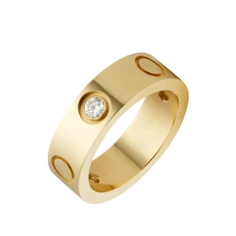 Pierścienie zespołowe różowe złoto stal nierdzewna kryształowy pierścionek Kobieta biżuteria miłość mężczyźni obietnice kobiety kobiety prezentowe zaręczyny z torbą d dhkto