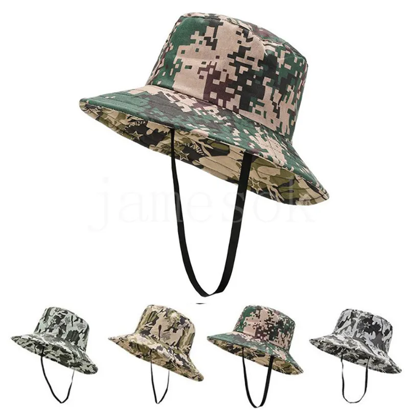 Loisirs Jungle Bord Rond Casquette De Pêche Alpinisme Pêche Camouflage Bennie Chapeau En Plein Air Pêcheur Chapeau Soleil Chapeau DF055