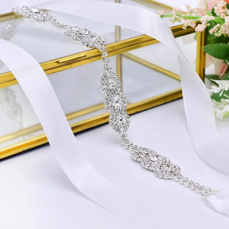 زفاف الأزهار Trixy S215 الفضة أحزمة الماس مرصع بالجواهر لللباس الرسمي راينستون الزفاف الخصر الذهب