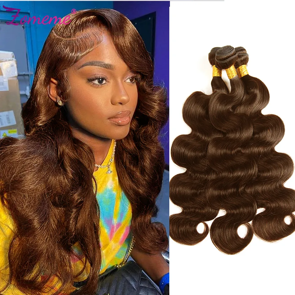 Lace Wigs Brown Body Wave Bundles Cheveux Brésiliens Humains Pour Femmes 4 Raw 1 3 4 Pcs Offres Remy 230214