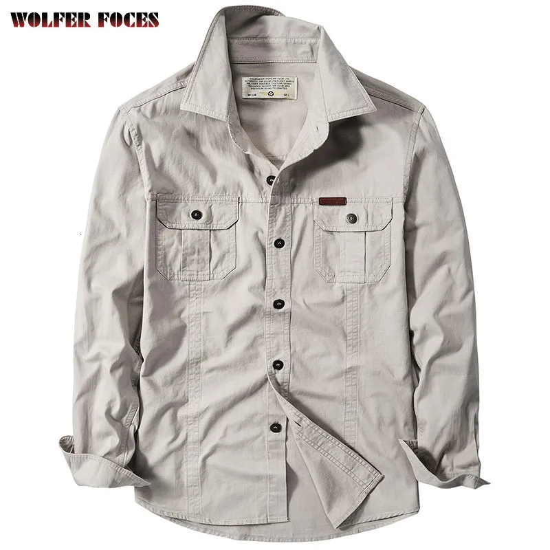 Mens Casual Shirts For Men Oversized Clothing Long Sleeve Cotton Shirt Spring Oxford Male Military Cardigan Fashion Blouse 230214