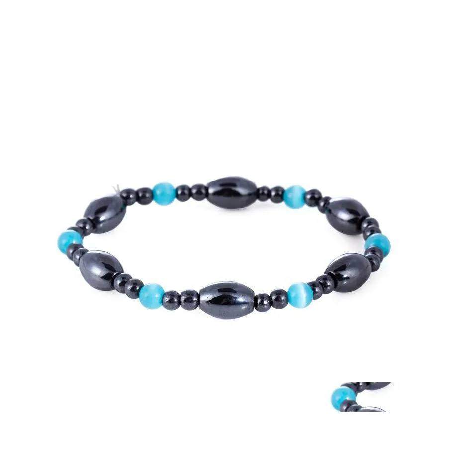 Brins de perles Perlé Élastique Aimant Magnétique Bracelet Perles Noires Thérapie Santé Bijoux Drop Delivery Bracelets Dhqws