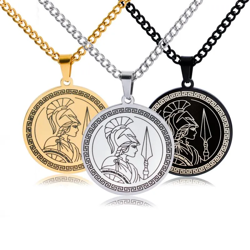 Pendant Necklaces WANGAIYAO Fashion Stainless Steel Ancient Greek Wisdom War Goddess Necklace Temperament Clavicle Chain For Men And W