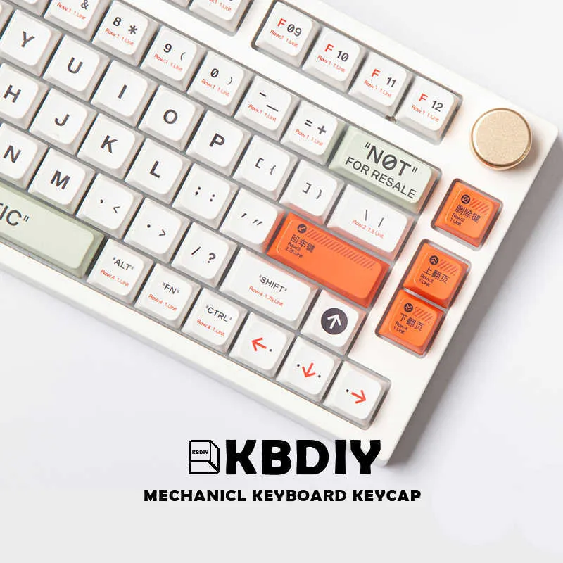 Teclados KBDiy 147 teclas PBT Keycaps MDA Profile DYE-SUB Custom DIY 61 68 60 GK61 White Retro Keycaps Set para teclado mecánico TM680 T230215