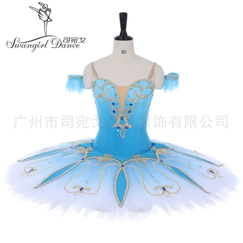 Gradient Blue Bird Variation Classical Professional Ballet Tutu Adult Performance Pacake Tutu för flickor BT9262