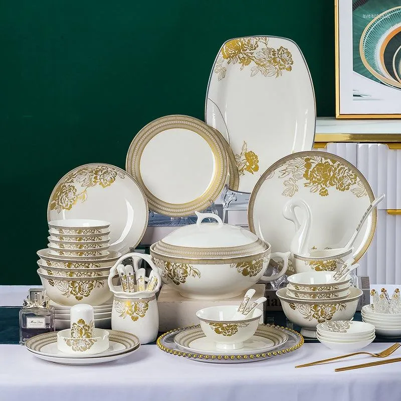 Dinnerware Sets Jingdezhen European Bone China Bowls And Chopsticks Combination Gift Giving Jiapin Ceramic Tableware Wholesale