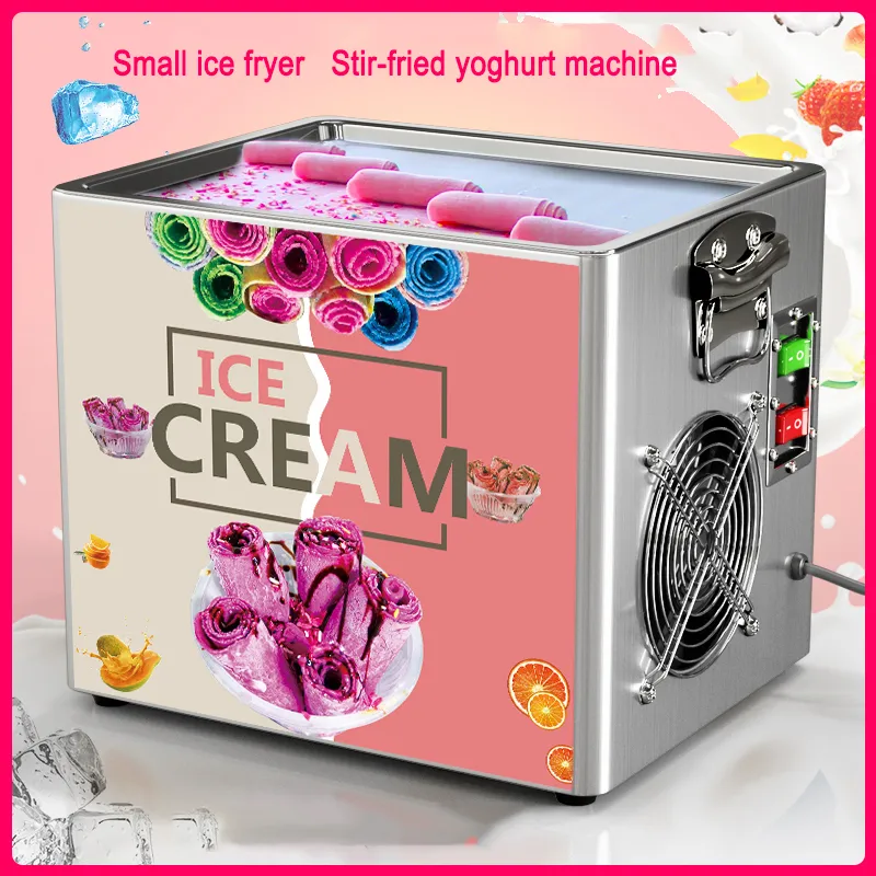 110V/220V Machine à rouler la crème glacée frite petite poêle à frire thaïlandaise roulée Machine à yaourt frit rasoir