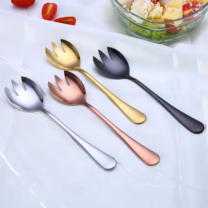 Dinware sets lepel en vork bestrakingsroestvrijstalen roseloze roségouden tabelgerei kleur unieke vergulde salade pasta keukengereedschap