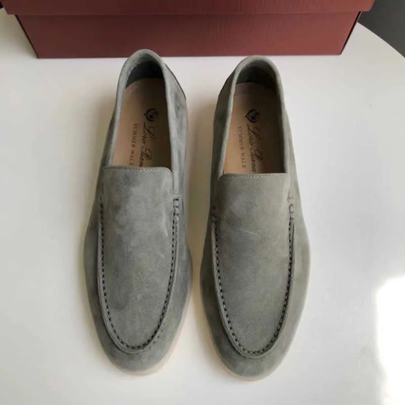 Desiner Loropiana Sapatos Online Sapatos masculinos Novo Couro Retro British Style LP Mocassins Lazy Suede Sapatos casuais planos