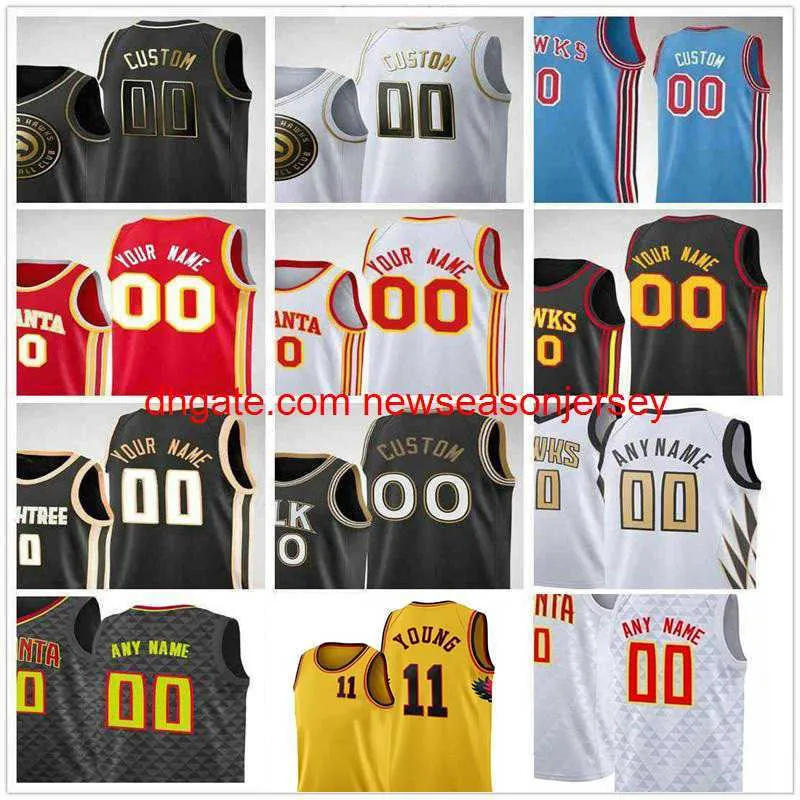 Сшитая вышивка Trae 11 Young Custom Basketball Jersey John 20 Collins Bogdan 13 Богданович Кевин Хьюертер 15 Клинт Капела Данило 8 Галлинари де Андре 12