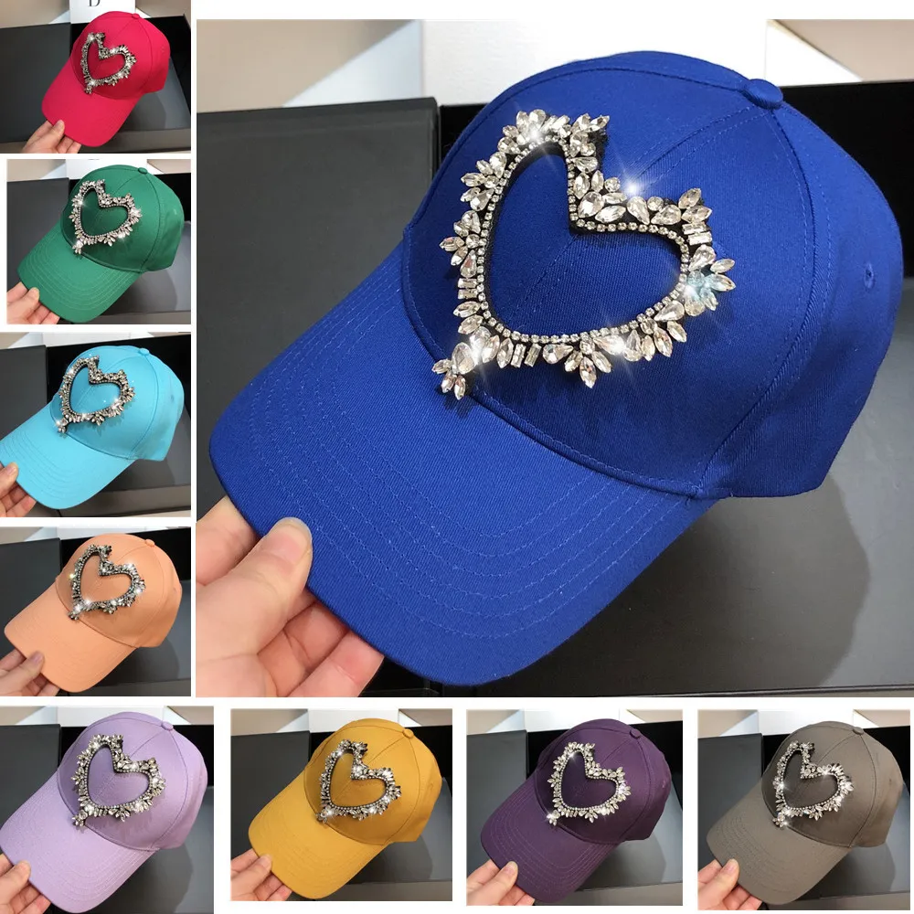 Ball Caps Heart diamond women baseball hat summer hat cap for women royal blue diamond hats for summer contton caps 230215