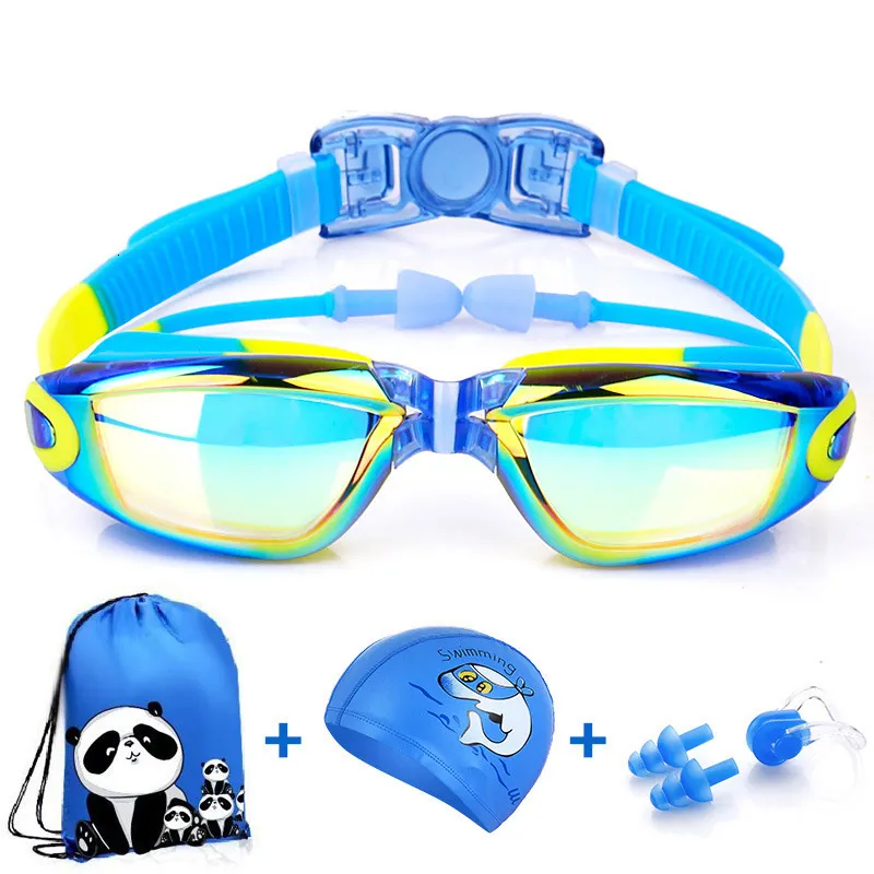 goggles Kids Swimming Goggles Anti-Fog UV Protection HD Boy Girl Swimming Goggles Swimming Cap Set Swim Gear for Children 230215