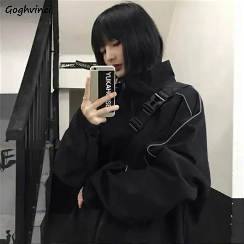 Women's Jackets Reflective Jacket Women Autumn Casual Allmatch Black Chaquetas Para Mujer Clothing Classic Vintage Outwear Fashion Korean Style 230215