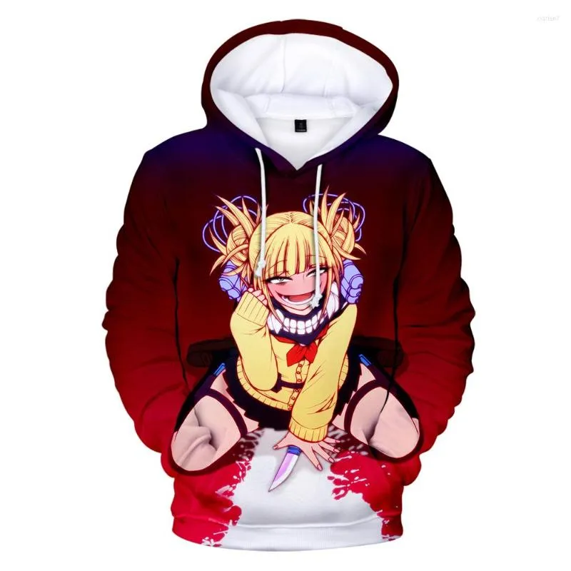 Мужские капюшоны Himiko Toga 3D -капюшона мужчина / женские толстовок мода мода Хараджуку Улица Пуловер Хип -хоп повседневные женщины