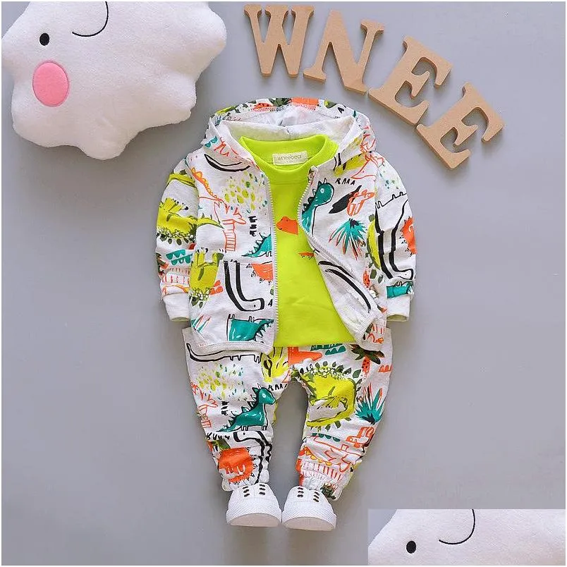Clothing Sets 3Pcs Toddler Baby Boy Clothes Outfits Hooded Coataddt Shirtadd Kids Children Boys 57 Z2 Drop Delivery Maternity Dhzh4