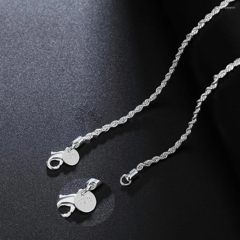 Chains Silver plaqué 16/18/20/22/24 pouces Collier de chaîne de corde pour femme MAN CHARME FORME BILAND BIJELR