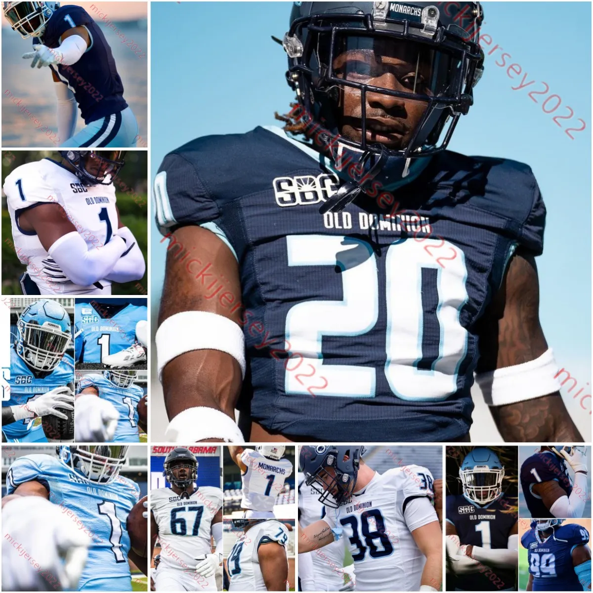 Old Dominion Monarchs Football Trikot Kris Caine Stephon Dubose-Bourne Ryan Henry Alonzo Ford Jr.