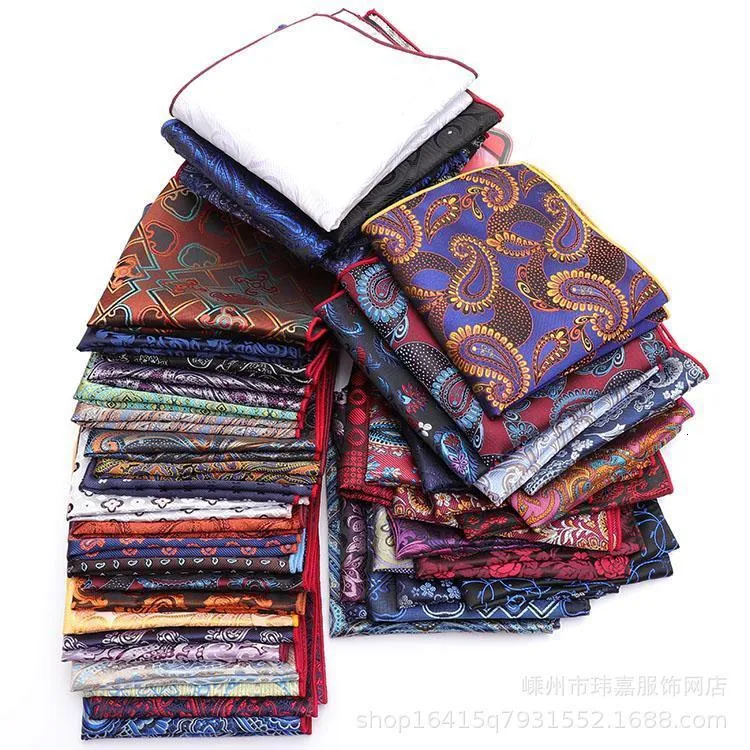 10 Pieces Lot Large 32 CM Handkerchief Man Paisley Flower Dot Pocket Square Men Paisley Casual Hankies For men's Suit Weddin219o