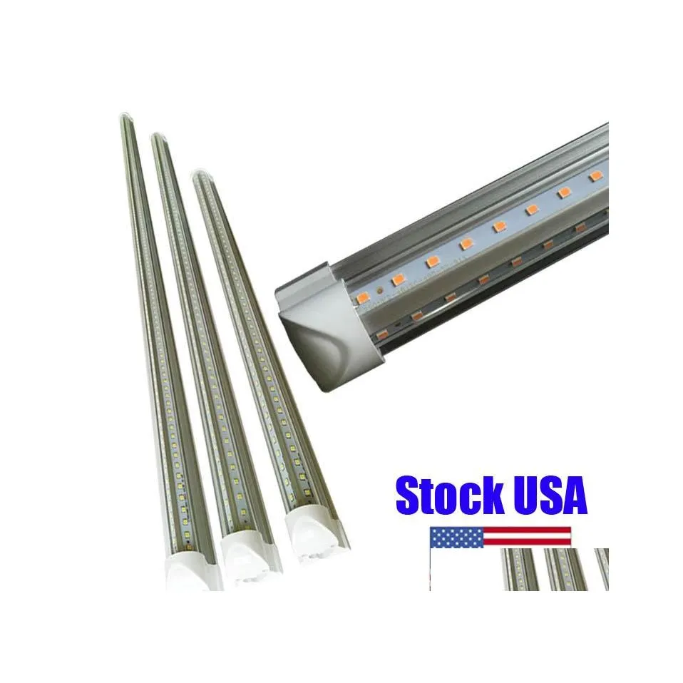 Led Tubes Tube Light 8Ft 72W Doubleside Vshape Integrated Ac85265V Smd2835 Clear Er Cool White 6000K 25Pack Drop Delivery Lights Lig Dhonj