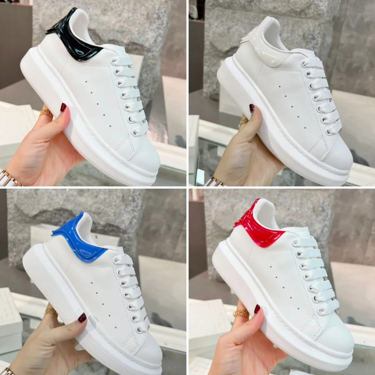 NOUVEAU Designers baskets surdimensionnées Chaussures décontractées Chaussures blanches femmes hommes chaussures en cuir baskets en cuir noir luxe velours daim plat à lacets baskets baskets taille 35-44