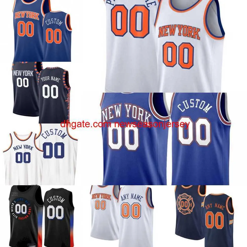 Stitch custom Basketbal Jerseys 75th Custom Heren Dames Jeugd RJ 9 Barrett Julius 30 Randle Derrick 4 Rose Alec 18 Burks