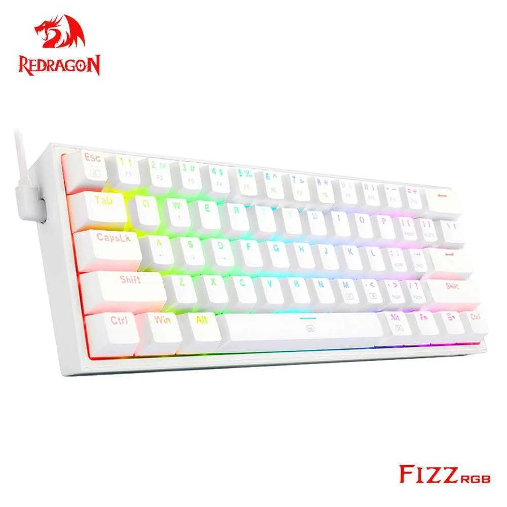 Keyboards REDRAGON Fizz K617 RGB USB Mini Mechanical Gaming Wired Keyboard Red Switch 61 Key Gamer for Computer PC Laptop detachable cable T2302