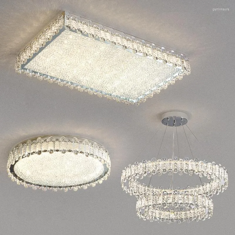 Luzes de teto Controle remoto Retângulo moderno cristal de cristal ladrão de cromo LED 2023 lâmpadas quarto decoração quarto