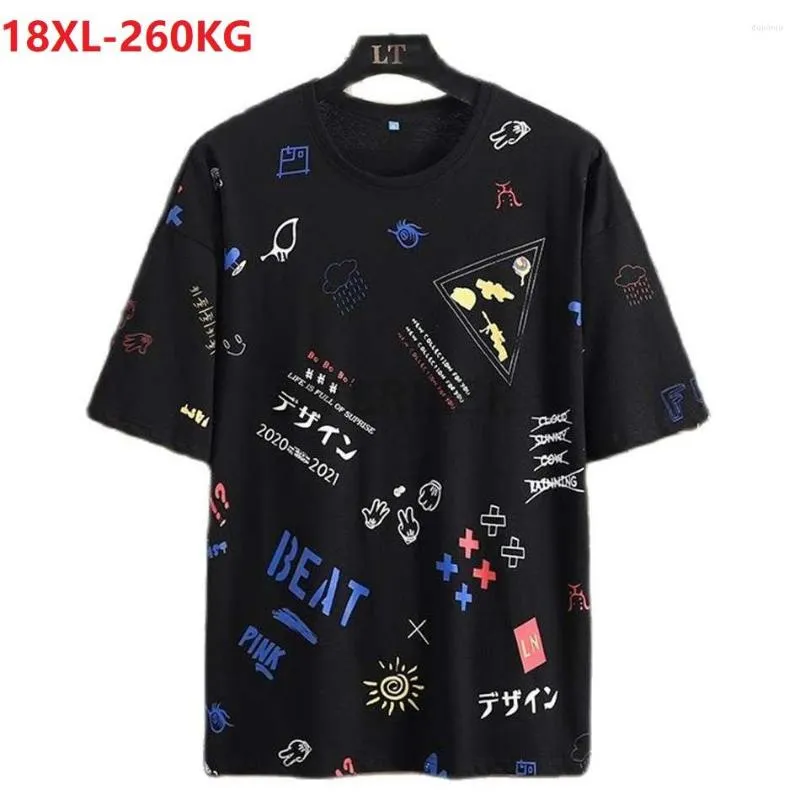 T-shirts pour hommes été hommes coton T-shirt à manches courtes Graffiti High Street grande taille 10XL 12XL 14XL 15XL t-shirts surdimensionnés hauts amples Mferlier