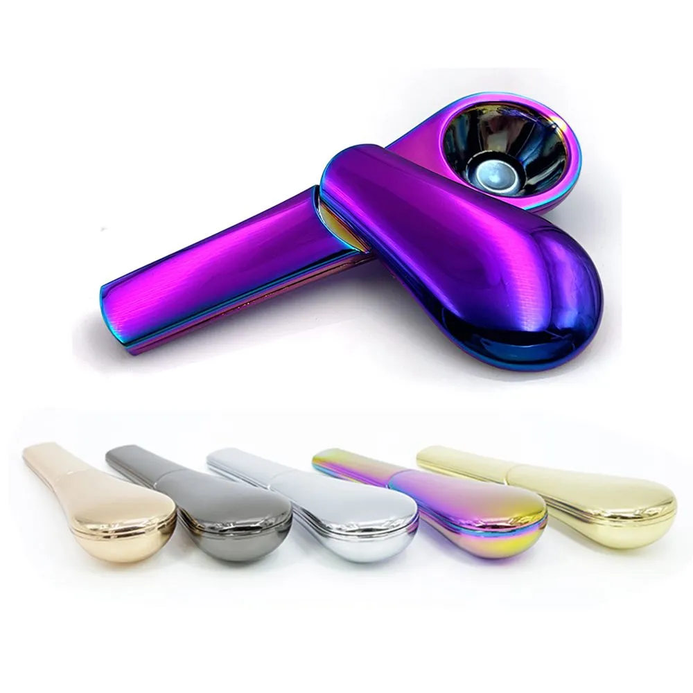 Smoke Shop Metal Smoking Pipes Large Volume Portable Tobacco Pipe Hand Herb Spoon Pipa with Gift Box smoking accessories