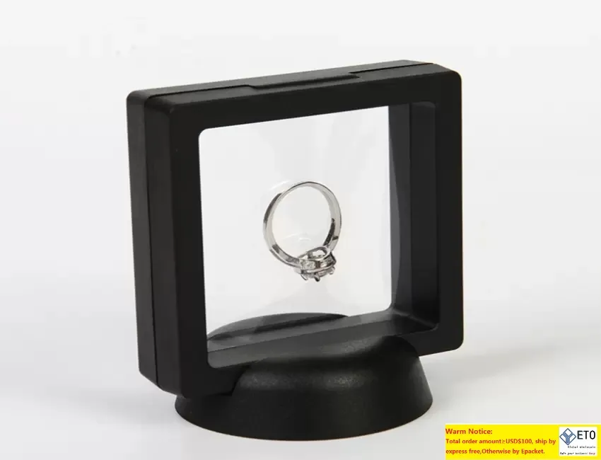 Plastic drijvende vitrine Case Earring Gems Ring Sieraden Opslag Pet Membraan Standhouder Doos