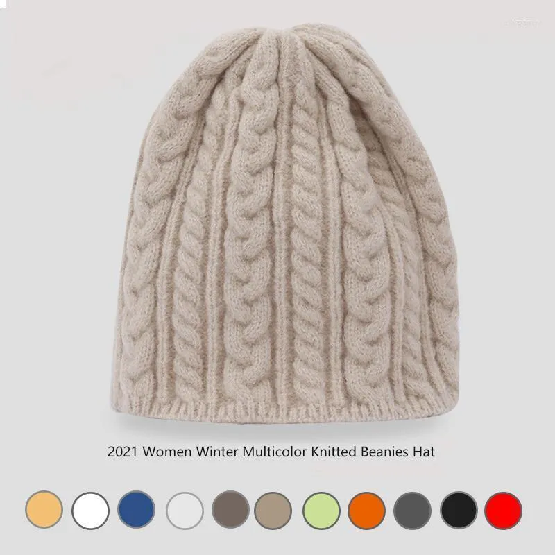 Beanies Beanie/Skull Caps 2023 Sticked Hats For Women Beanie Hat Winter Men's Ladies Skullcap Solid Cap Thick Oliv22