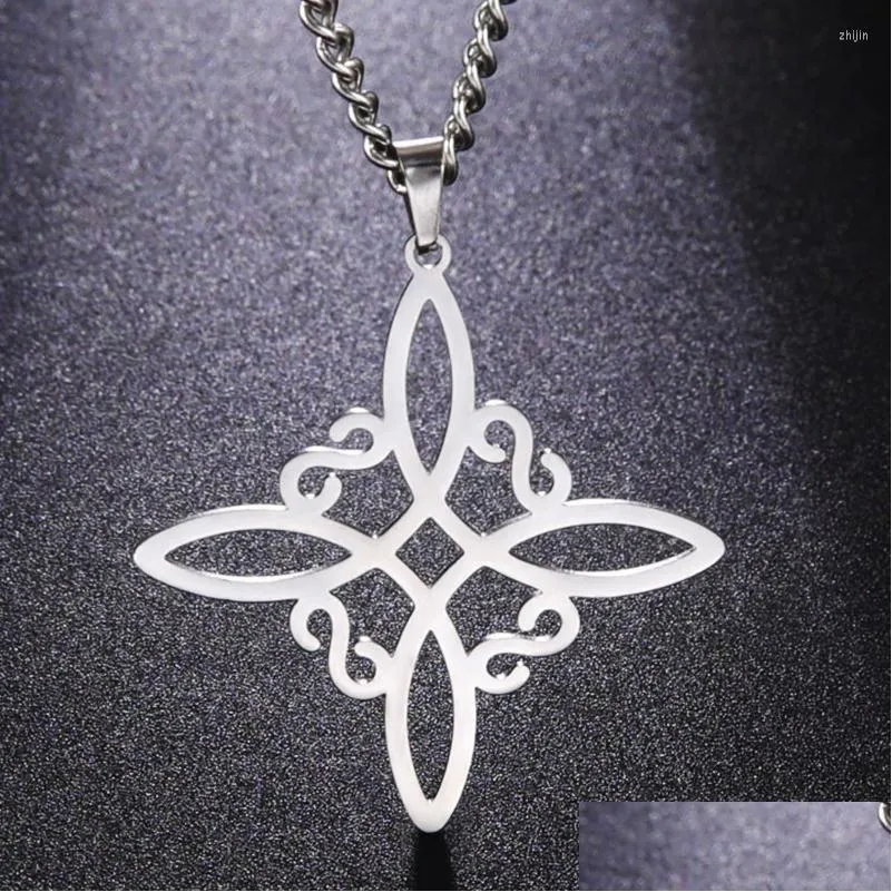 Pendant Necklaces Likgreat Sier Color Witch Knot Necklace Witchcraft Stainless Steel Celtic Charm Protection Amet Jewelry Drop Deliv Dh7Et