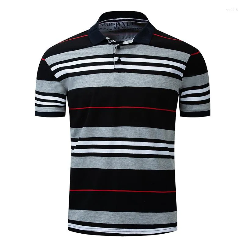 Men's Polos POLO Shirt Striped Lapel Short-sleeved Casual Business Europe And America Large Size