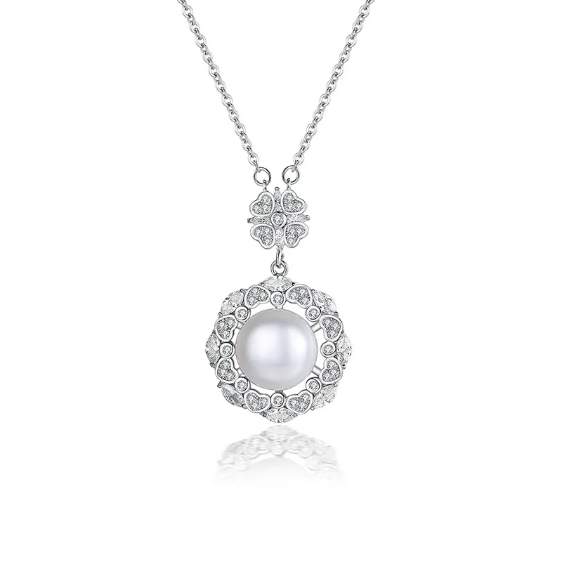 Rétro Zircon coeur perle plaqué or 18 carats pendentif collier bijoux mode femmes luxe S925 argent collier chaîne collier femmes fête de mariage saint valentin cadeau SPC